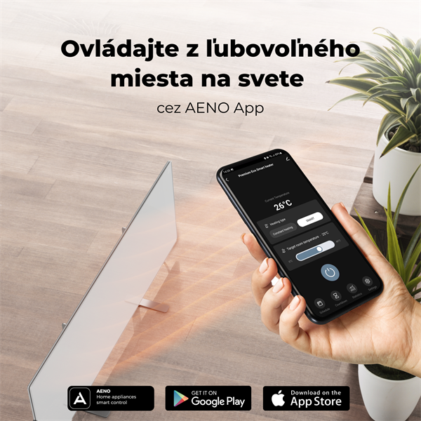 AENO AGH1S Premium Eco Smart Ohrievač, Biely, WI-FI, max 700W, Infra3