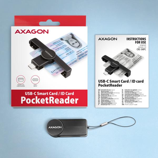 AXAGON CRE-SMPC, USB-C PocketReader čítačka kontaktných kariet Smart card (eObčanka, eID klient)6