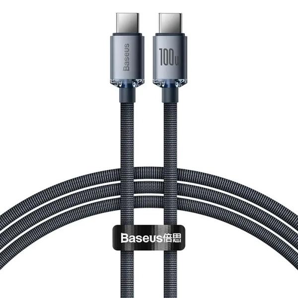 Baseus CAJY000601 Crystal Shine Series Dátový Kábel USB-C - USB-C 100W 1, 2m Black