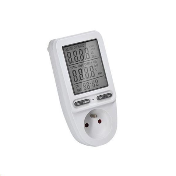 Solight digitální měřič spotřeby el. energie,  velký displej0