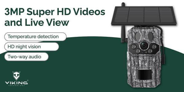 Solárna kamera Viking HDs05 4G/ 2304x1296/ PIR detekcia/ pohybový senzor/ 7800mAh7