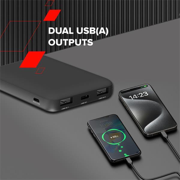 Canyon OnPower 100, Powerbank, 10.000 mAh, LED indikátor, in: 1x USB-C/1x microUSB, out: 1x USB-C a 2x USB-A 14