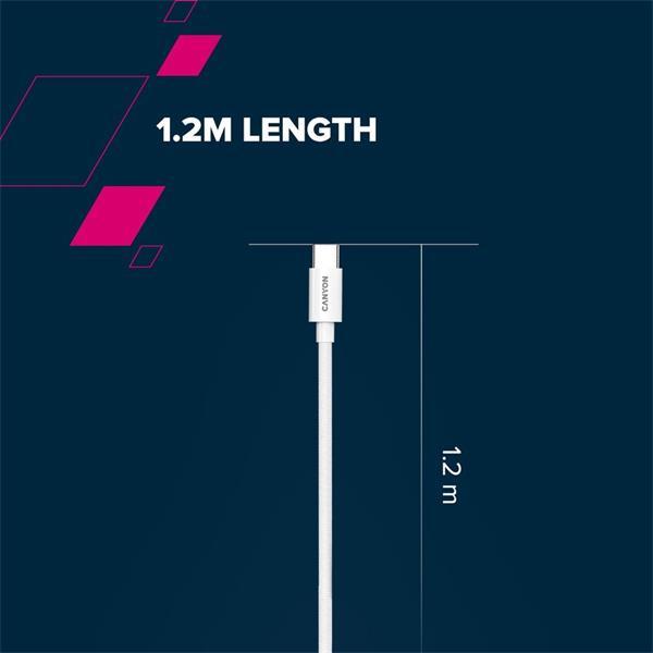 Canyon CC60AB12, 1.2 m kábel, USB-C / USB-C, 60 W, 480 Mbps, biely3