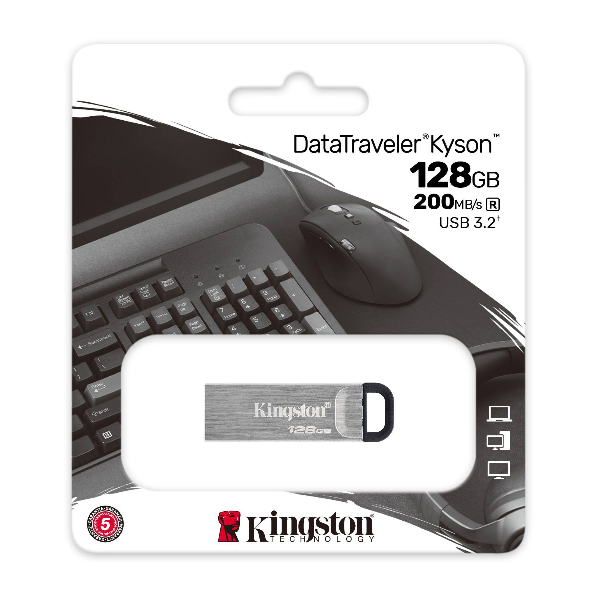 Kingston DataTraveler Kyson/ 128GB/ USB 3.2/ USB-A/ Strieborná2 