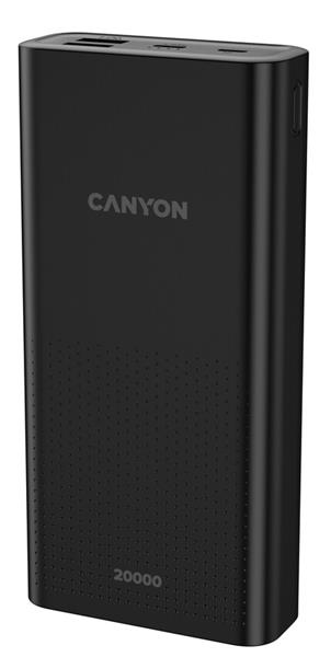 Canyon PB-2001, Powerbank, Li-Pol, 20.000 mAh, Vstup: 1x Micro-USB, 1x USB-C, Výstup: 2x USB-A, čierna1 