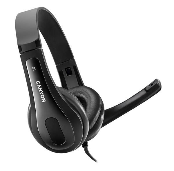 Canyon CHSU-1, PC Headset, USB, slúchadla s mikrofónom, ovládanie na kábli, čierne2 