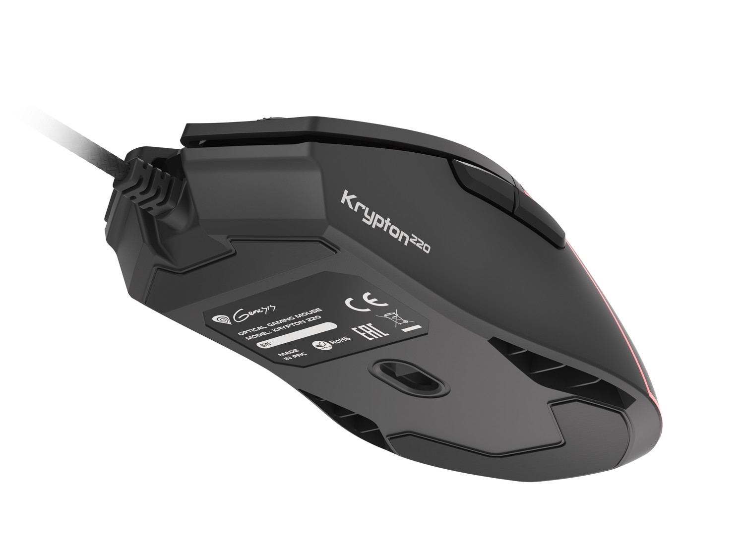 Genesis herná optická myš KRYPTON 220/ RGB/ 6400 DPI/ Herná/ Optická/ 6 000 DPI/ Drôtová USB/ Čierna10 