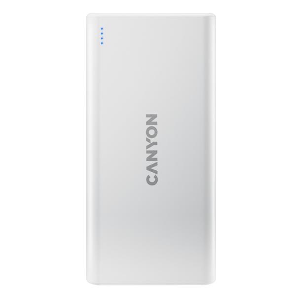 Canyon PB-106, Powerbank, Li-Pol, 10.000 mAh, Vstup: 1x Micro-USB, 1x USB-C, Výstup: 2x USB-A, biela0 