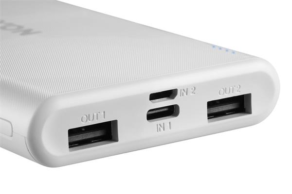 Canyon PB-106, Powerbank, Li-Pol, 10.000 mAh, Vstup: 1x Micro-USB, 1x USB-C, Výstup: 2x USB-A, biela1 