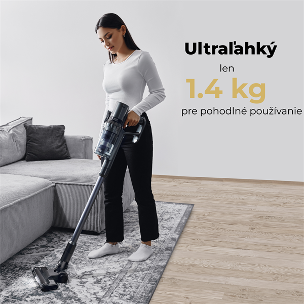 AENO Tyčový vysavač SC3, turbo kefa s LED svetlom, umyvatelny filter, 8 