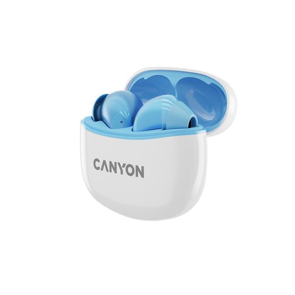 Canyon TWS-5, True Wireless Bluetooth slúchadlá do uší, USB-C nabíjanie, nabíjacia stanica v kazete, modré0 
