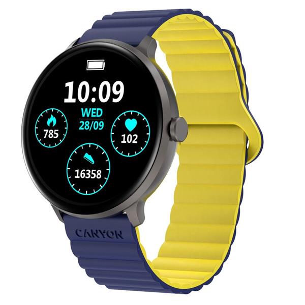 Canyon Jacky SW-69, smart hodinky, BT, fareb. LTPS displej 1,3", vodotes. IP68, 25 športov, modro/žlté1 