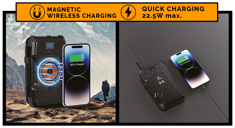 Solárna powerbanka VIKING TYR II/ Output: 1xUSB-C, 2xUSB-A/ Wireless charge 15W max/ 20000mAh/ LED svetlo4 