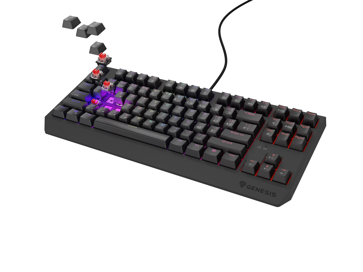 Herná klávesnica Genesis THOR 230/ TKL/ RGB/ Outemu Red/ Drôtové USB-A/ CZ- SK layout/ Čierna4 