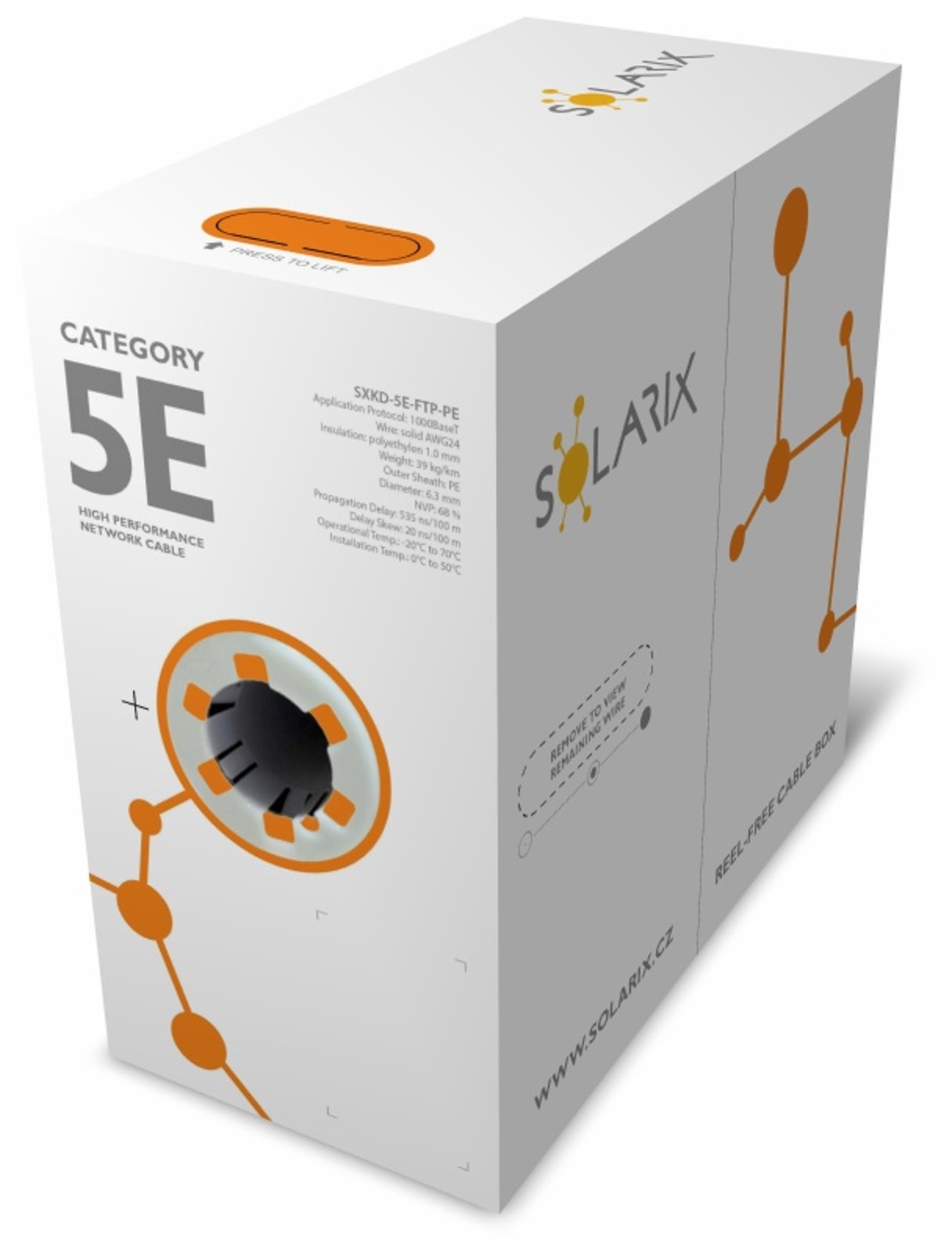 Inštalačný kábel Solarix CAT5E FTP PE Fca vonkajší 305m/ box SXKD-5E-FTP-PE1 