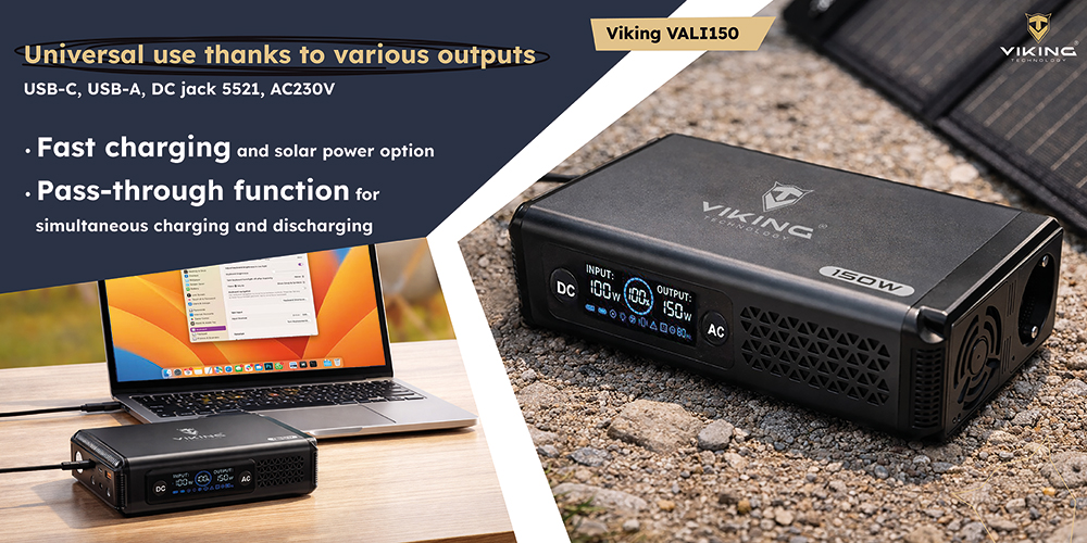 Batériový generátor Viking VALI150/ batéria 148Wh/ Output:1xAC, 2xUSB-A, 2xDC5521/ LED svietidlo12 