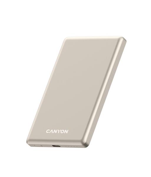 Canyon OnCharge 505, Powerbank, 5.000 mAh, in: USB-C, out: USB-C PD 20W + Wireless Magsafe 15W, ultratenká, béžová0 
