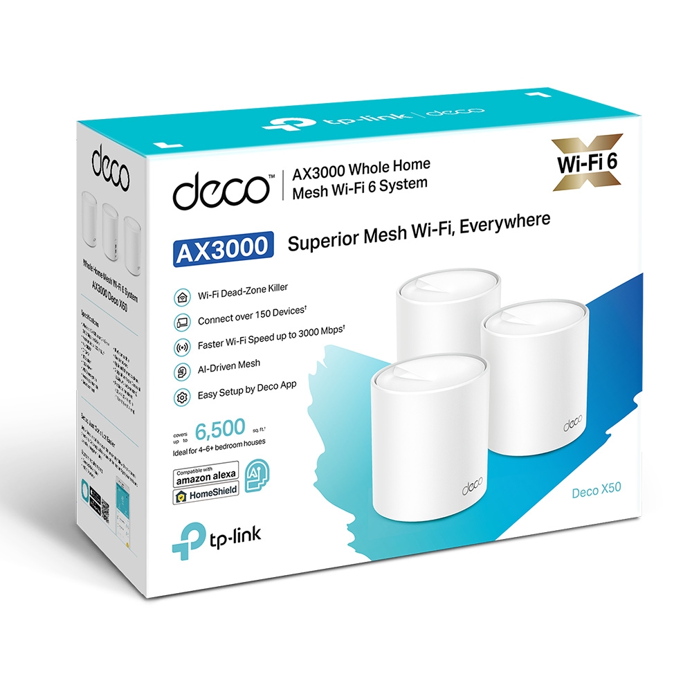 TP-Link Smart Home Mesh AX3000 WiFi6 System Deco X50(2-pack)2 