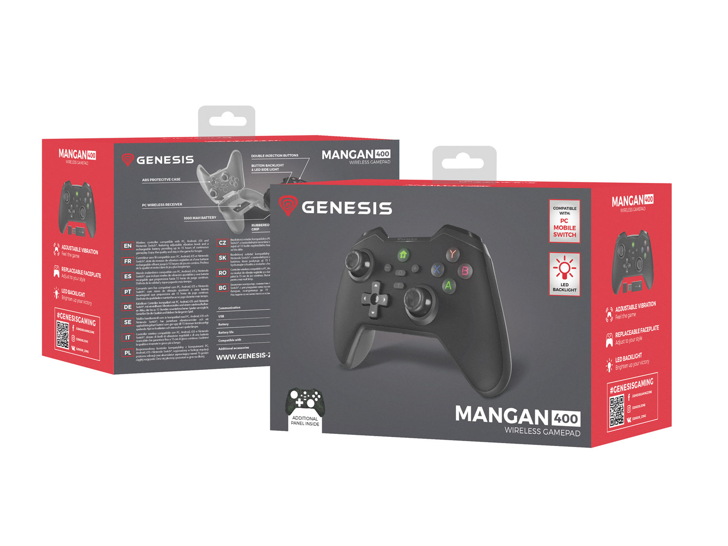 Bezdrôtový gamepad Genesis MANGAN 400 pre PC/ Switch/ Mobil, čierny12 