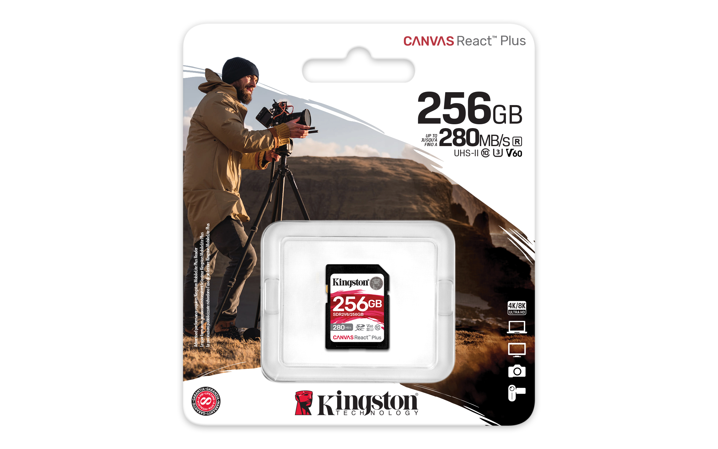 Kingston Canvas React Plus/ SDXC/ 256GB/ UHS-II U3/ Class 102 