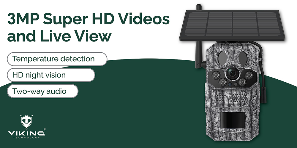 Solárna kamera Viking HDs05 4G/ 2304x1296/ PIR detekcia/ pohybový senzor/ 7800mAh7 