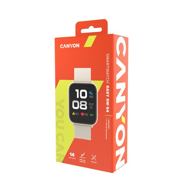 Canyon Easy SW-54, smart hodinky, štíhle, BT s app Canyon Life,  IP touchscreen 1.7´´,  IP68, 14 športov, biele5 