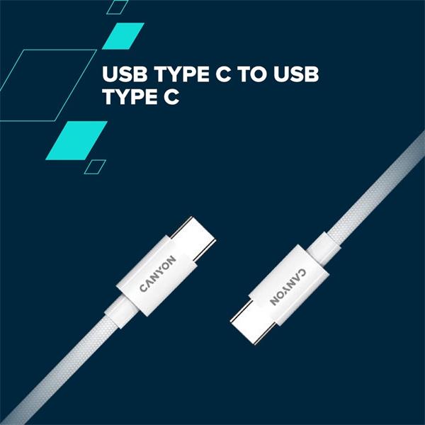 Canyon CC60AB12, 1.2 m kábel, USB-C / USB-C, 60 W, 480 Mbps, biely7 