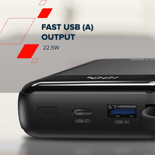 Canyon OnPower 104, powerbanka 10 000 mAh, 22.5 W, USB-C / USB-A, integrované káble USB-C + Lightning, čierna12 