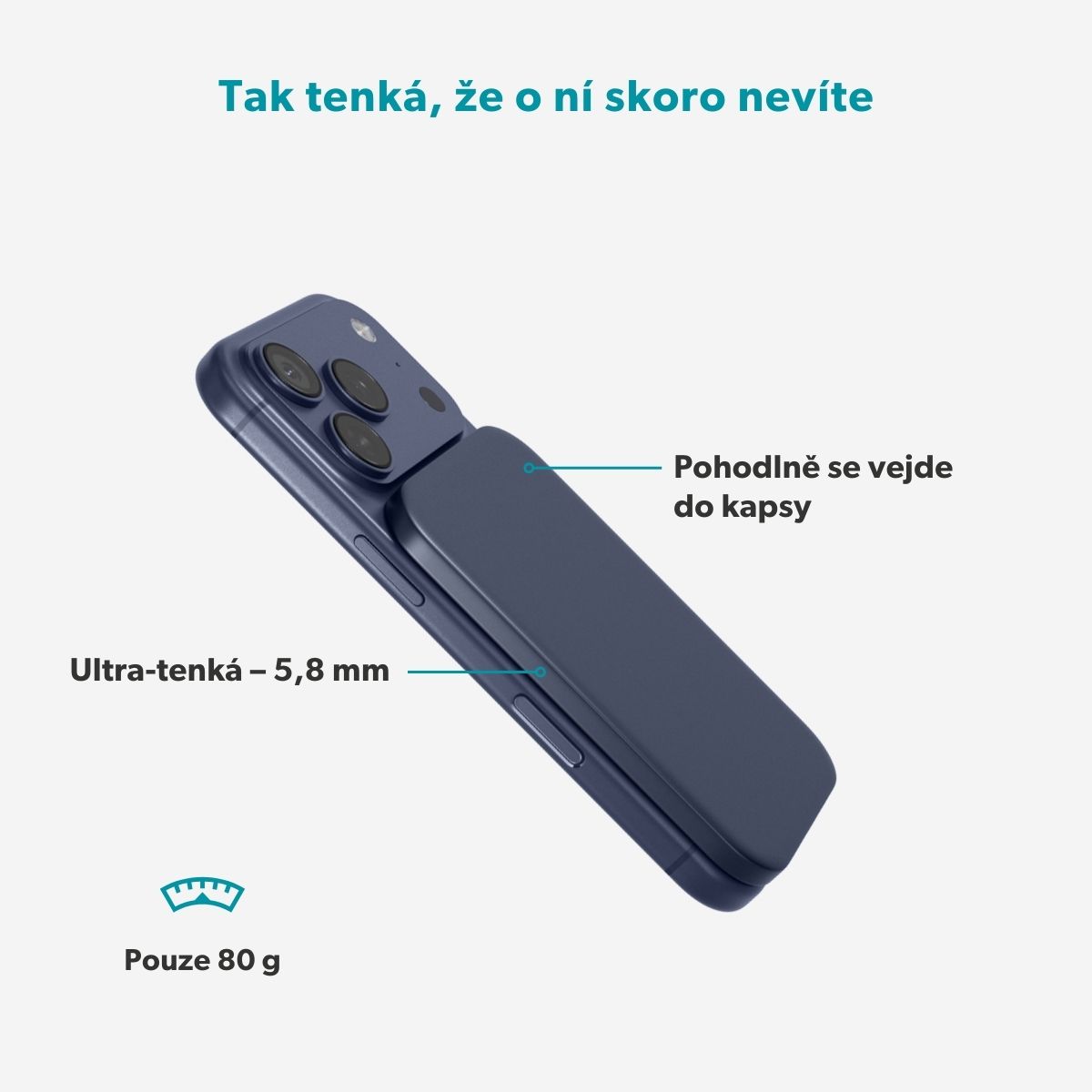 Epico Slim 3000mAh Mag+ powerbanka EM31b - modrá1 