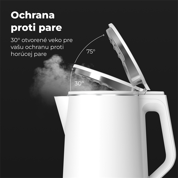 AENO Rychlovarná kanvica EK2 - 1,5l, 2200W, biela, Strix, dvojvrstvá stena, auto vypnutie 