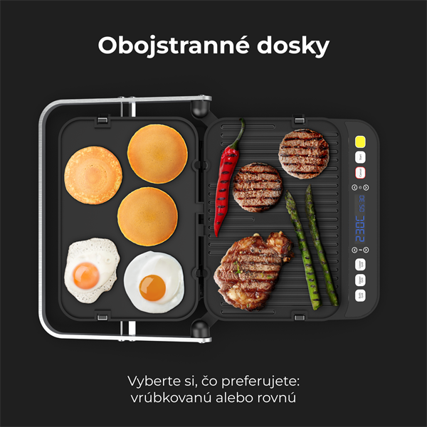 AENO Elektrický gril EG1, 2000W, 320*220mm, 3 režimy ohrevu, uhol otvorenia -180°, Regulácia teploty, Casovac 