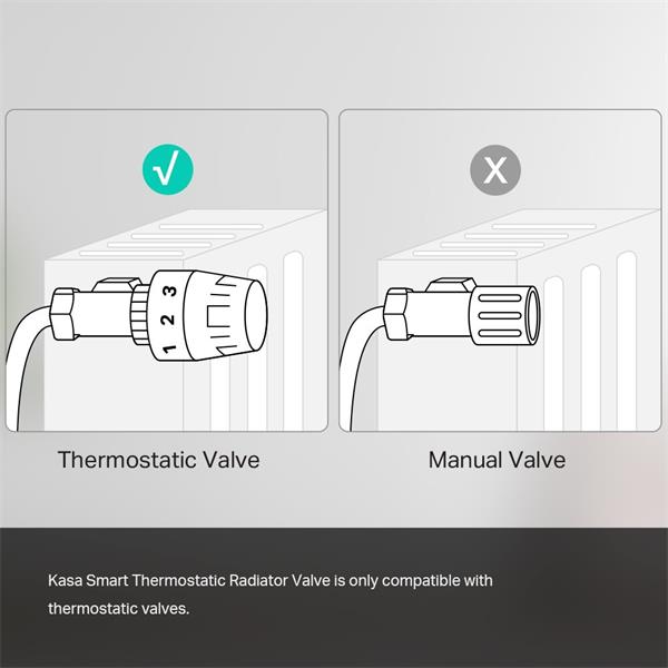 Kasa Smart Thermostatic Radiator Valve SPEC: 1 x Thermostat, 868 MHz, battery powered(2*AA), 5-30? temperature control,  