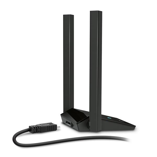 AX1800 High Gain Dual Band Wi-Fi 6 USB Adapter SPEED: 1201 Mbps at 5 GHz + 574 Mbps at 2.4 GHz SPEC: 2× High Gain Extern 