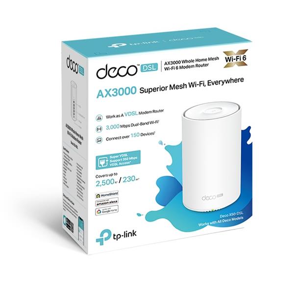 AX3000 Whole Home Mesh Wi-Fi 6 Modem Router SPEED: 574 Mbps at 2.4 GHz + 2402 Mbps at 5 GHz, VDSL Profile 35b 350/60 Mbp 