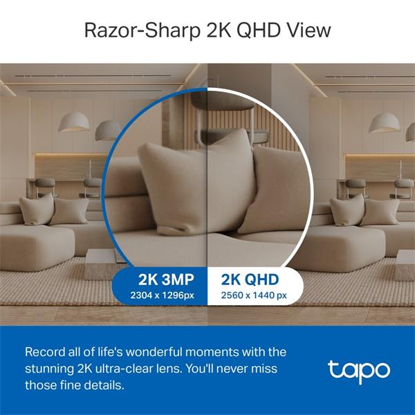 Pan/Tilt AI Home Security Wi-Fi Camera SPEC: 2K QHD (2560x1440), 2.4 GHz, Horizontal 360o  FEATURE: Pan/Tilt, Smart AI D 