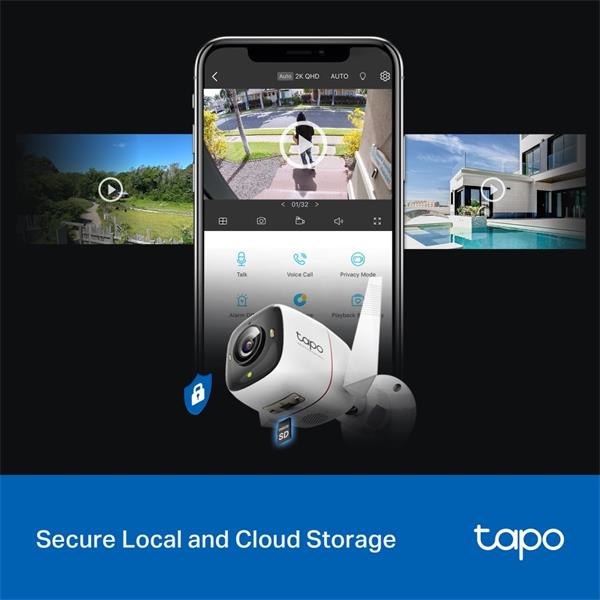 Outdoor Security Wi-Fi Camera SPEC: 2K QHD (2688x1520), F1.0, 2.4 GHz, 2T2R, 2 × External Antennas, 1 × Ethernet Port FE 