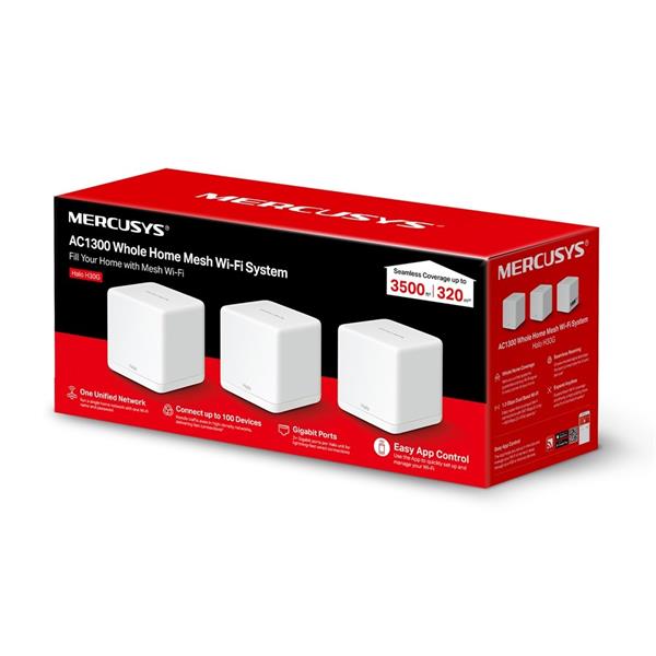 AC1300 Whole Home Mesh Wi-Fi System SPEED: 400 Mbps at 2.4 GHz + 867 Mbps at 5 GHz SPEC: 2× Internal Antennas, 2× Gigabi 