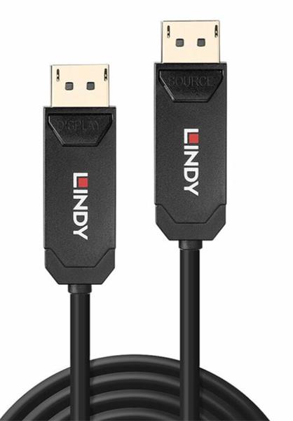 Lindy DisplayPort M/M 15m, 8K@60Hz, DP v2.0, 40Gbit/s, UHBR10, čierny, jednosmerný, aktívny, optický 