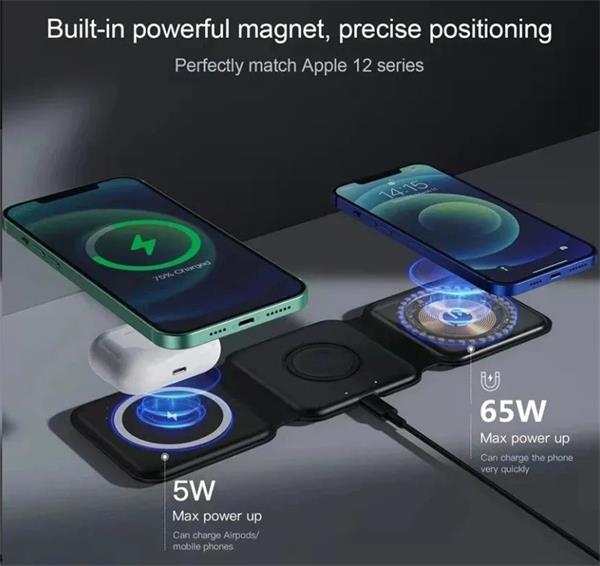 1stCOOL Qi bezdrôtová prenosná nabíjačka 3v1, MagSafe, biela, USB-C 