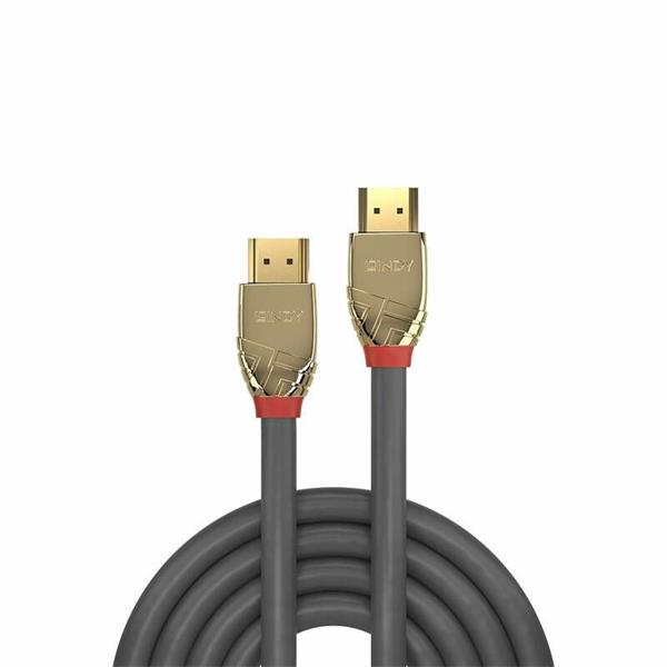 Lindy HDMI M/M 7,5m, Ultra High Speed+Eth, 4K@60Hz, HDMI 2.0, 18G, G pozl. kon., sivý, Gold Lin 