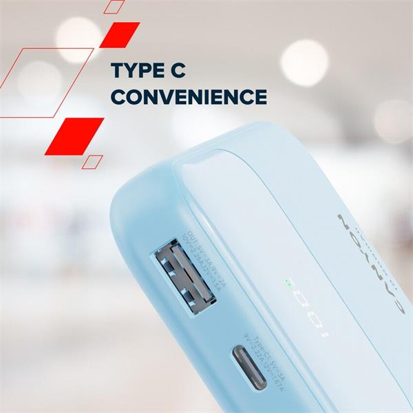 Canyon OnPower 101, Powerbank, 10.000 mAh, displej, in: USB-C, out: USB-A, QC 3.0/USB-C, PD 22,5W, integ. káb.. 