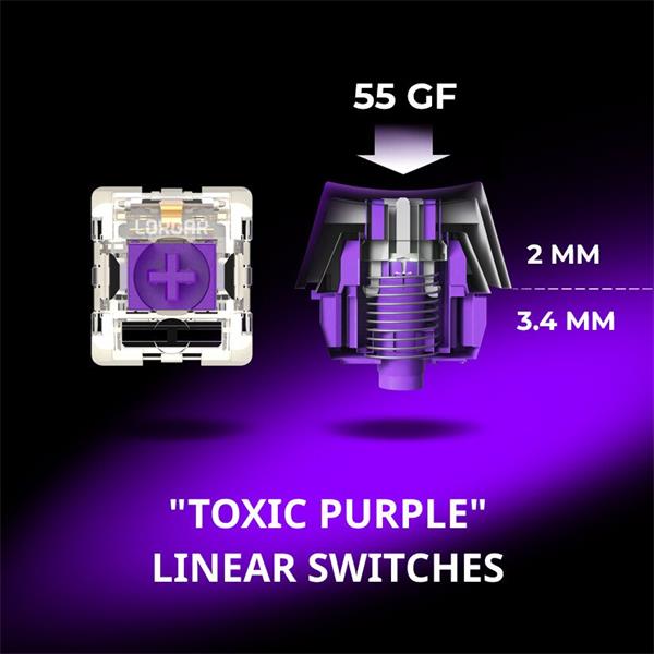 Lorgar KBP70MW, Profi bezdrôtová mechanická herná klávesnica, Wireless 2.4 GHz/ BT 5.0/káblová, US layout, biela 