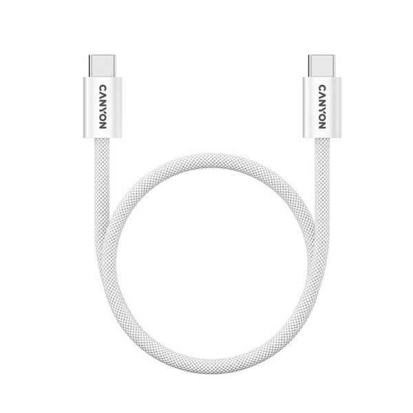 Canyon CCMG60AB15, 1 m kábel, USB-C / USB-C, magnet, PD 60 W, opletený, biely 