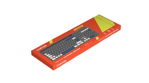 Canyon HKB-W03 bezdrôtová klávesnica 2.4GHz, plnohodnotná veľkosť, 105 kláv., 11 multim,, 1x AAA bat, SK/CZ, béžová  