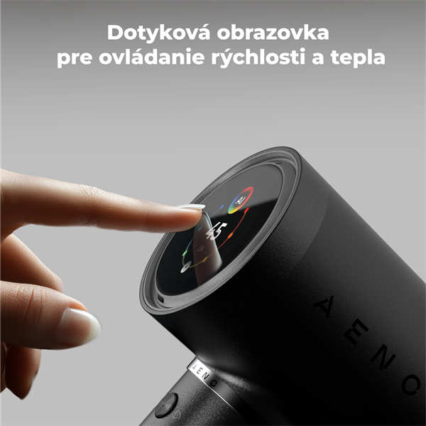 AENO AI ProDryer Fén HD5 čierny, 100km/h, Hlasové ovl., ionizátor, AI, NTC, Gravity/Infra senzor, 67 dB, LED 