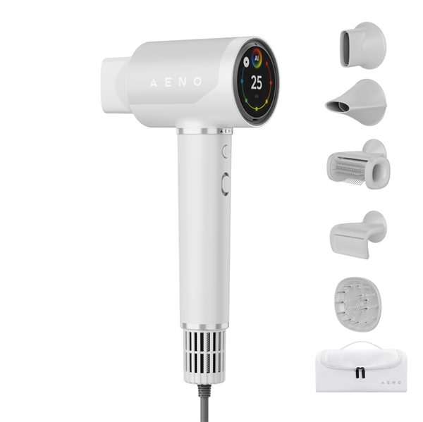 AENO AI ProDryer Fén HD5 biely, 100km/h, Hlasové ovl., ionizátor, AI, NTC, Gravity/Infra senzor, 67 dB, LED 