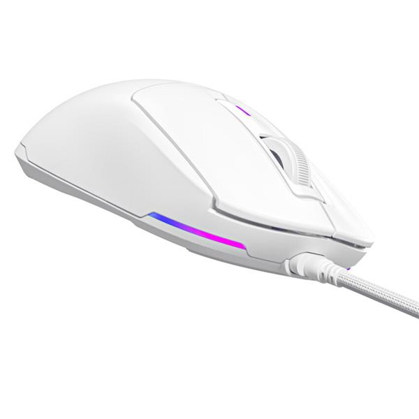 Lorgar MSA10, pokročilá herná myš, USB, 6 prog. tlačidiel, 12 000 dpi, podsvietenie RGB, biela 