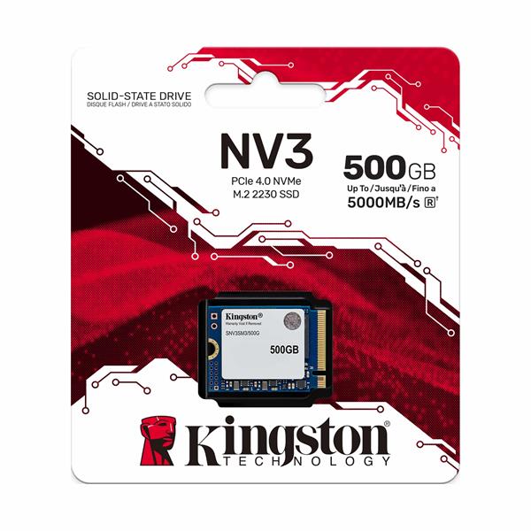 Kingston 500GB NV3 SSD PCIe 4.0 NVMe M.2 2230 ( r5000MB/s, w3000 MB/s ) 
