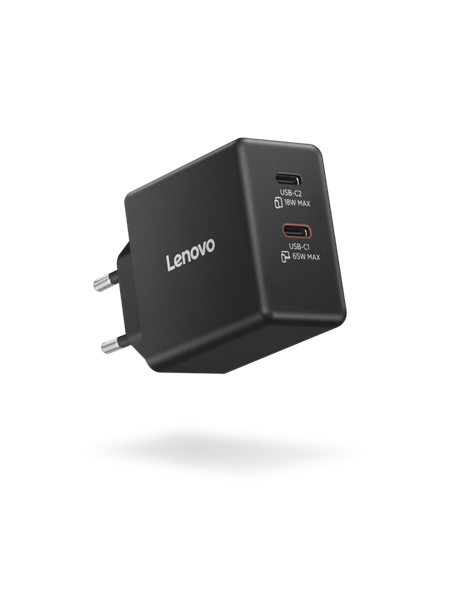 Lenovo 65W PD, GaN Charger, 2x USB-C, 1,5m kabel 