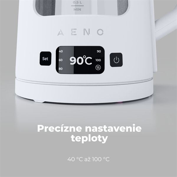 AENO Rychlovarná kanvica EK6 - 1,7l, Strix,dvojité steny, funkcia udržiavania tepla, LEDdisplej,auto vyp 